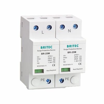25kAタイプ1のサージ・プロテクター275V 1.3kV T1 10/350us 2Pの単一フェーズ