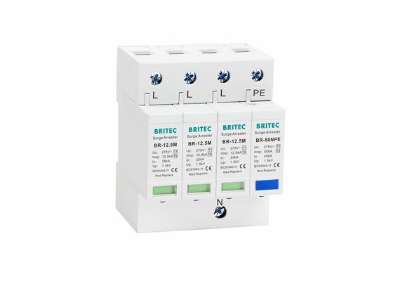 Iimp 12.5kA 超電圧保護装置 熱塑料のハウジングとDINレールマウント