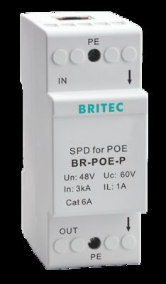 BR-POE-P RJ45 超電圧防護 ディンレール POE カメラ イーテルネット 超電圧防護装置
