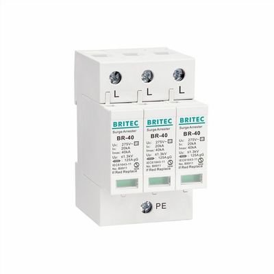 3相40kA型2電圧過剰保護装置 DINレールマウント3ポール雷電器