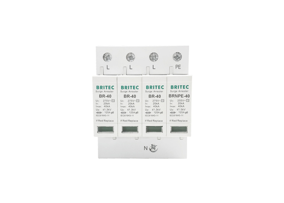 40kA 275V/255V 工業用DIN鉄道3相型2型SPD電圧上昇防止装置