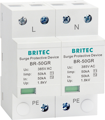 BRITEC BR-50GR 275 2P SPD 50kAのタイプ1のサージの防御装置AC喧騒の柵のサージの防止装置の雷保護装置