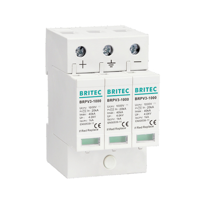 BRPV3-1000 1000V 3P ソーラー PV spd DC オーバージュージ 保護装置 オーバージュージ 停止抑制器 pv dc 雷保護