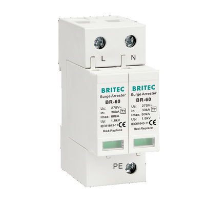 BR-60 3P+1のT2のタイプ2のサージの防止装置電光雷保護装置SPDのサージ装置