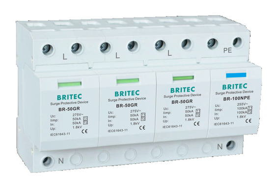 BR-50GR 1P 50kA タイプ 1 サージ保護装置 AC DIN レール避雷器 SPD