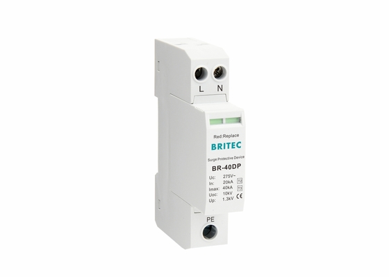 40kA 275V シングルフェーズ 2Pタイプ 2 + 3クラス II + III 超電圧止め器 BR-40DP 2P