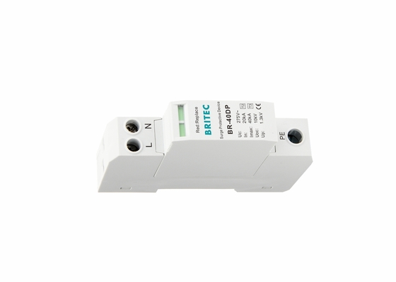 40kA 275V シングルフェーズ 2Pタイプ 2 + 3クラス II + III 超電圧止め器 BR-40DP 2P