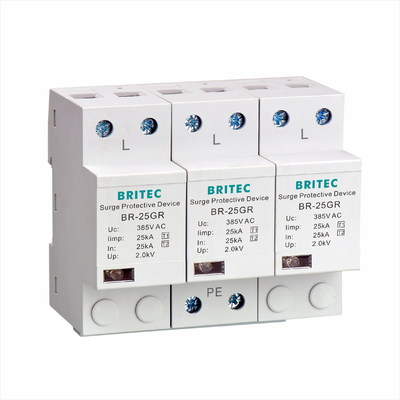 BR-25M 3P+1NPE 25kA T1+T2のサージの防止装置B+Cの低電圧3段階のタイプ1 AC SPD