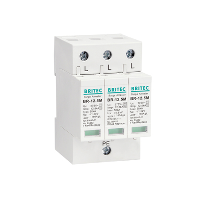 BRITEC BR-12.5M 3P+1のサージの保護275v避雷器  クラスI+II SPD