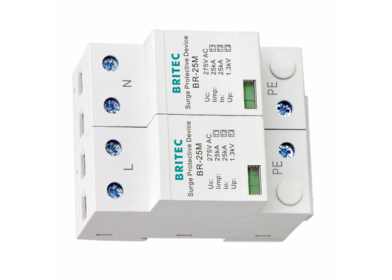 タイプ 1+2+3 25kA 275V SPD 2ポール タイプ 1 オーバージェット保護 雷保護