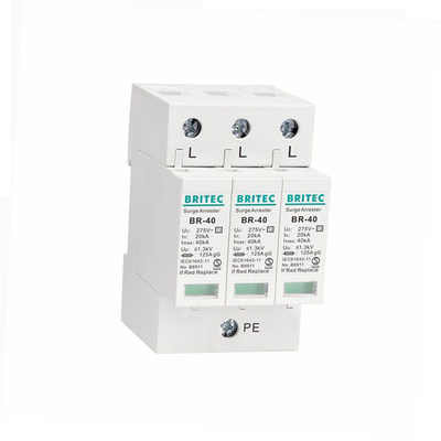 BR-40 3P SPD 3Pのタイプ2のサージの防御装置DINの柵三相電光保護
