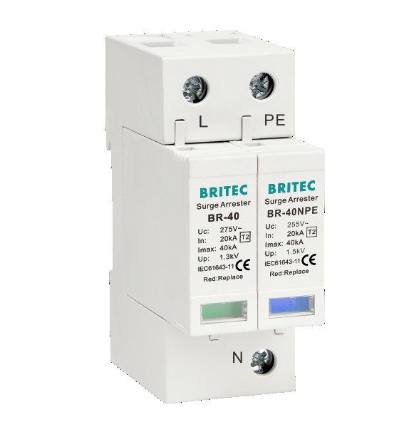 BR-40 1P+1 AC SPDタイプ2のサージの防御装置の防止装置40kA Singel段階SPD