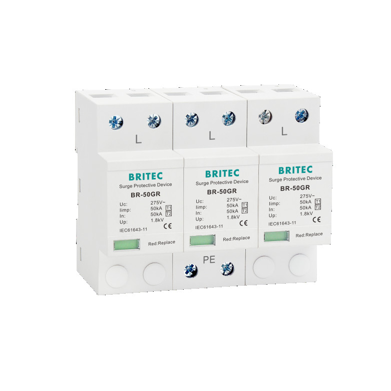 BRITEC BR-50GR 275 3P Spd Ac Type 1 オーバージェス防護装置 4P 雷防護アレスター T1 T2 スパークギャップ spd