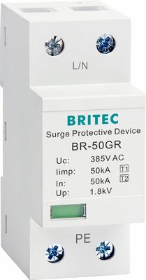 BRITEC BR-50GR 275 2P SPD 50kAのタイプ1のサージの防御装置AC喧騒の柵のサージの防止装置の雷保護装置