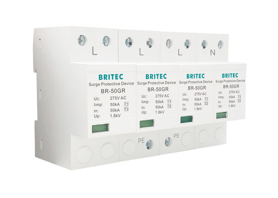 熱塑性SPD電波保護器 IP20 4ポール 雷の捕虜 電波保護装置