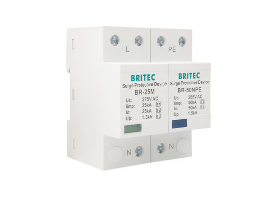 25kA 電源タイプ 1 超電圧保護器 BR-25M 1+1 低電圧 275V/255V