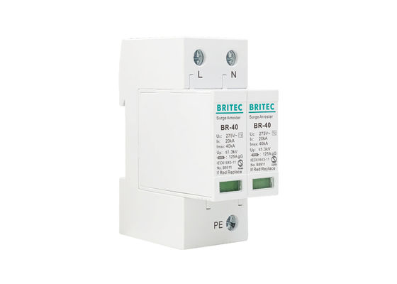 電圧SPD上の避雷器のクラスII Imax 40kA 2P 20-40kA DINの柵のサージの保護