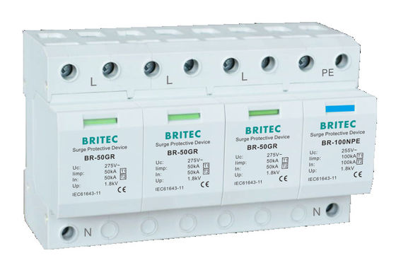 BR-50GR 1P 50kA タイプ 1 サージ保護装置 AC DIN レール避雷器 SPD