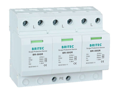 BR-50GR 1P 50kA タイプ 1 サージ保護装置 AC DIN レール避雷器 SPD