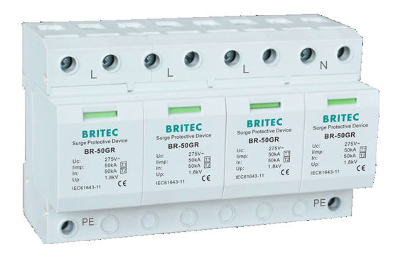 BR-50GR 1P 50kA タイプ 1 サージ保護装置 AC DIN レール避雷器 SPD