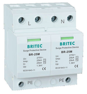 BRITEC BR-25M T1+T2 B+C 3P DIN Rail 35mm Spd T1 バリスター オーバージェスト Type1 3p オーバージェスト 保護
