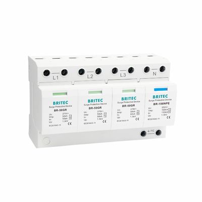 TUV BR-50GR 3P+N クラス 1 AC SPD 50ka プラグイン可能な電圧上昇防護装置タイプ 1 spd TUV 雷保護 スパークギャップ spd クラス 1 電圧上昇防護装置タイプ 1