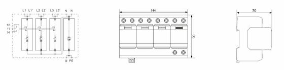 IP20 熱プラスチック 50kA T1 クラス B オーバージェスプロテクション 装置 AC オーバージェスプロテクション