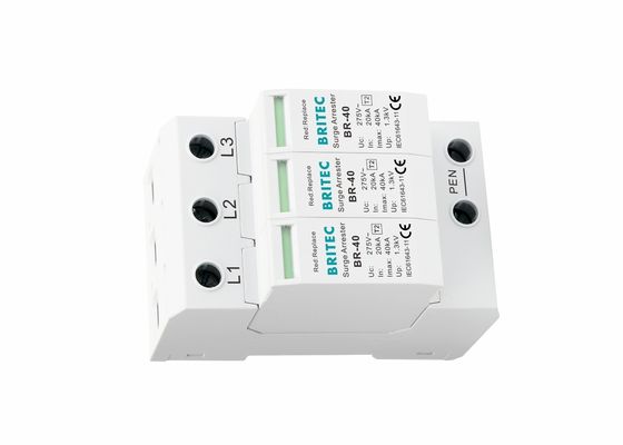 雷保護用 IEC 61643 クラス II 3P プラグインタイプ 2 SPD 40kA サージ保護デバイス