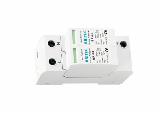 40kA プラグイン可能なモジュール式電圧増圧止め器320V 2P 2型電圧増圧保護装置 DIN鉄道マウント