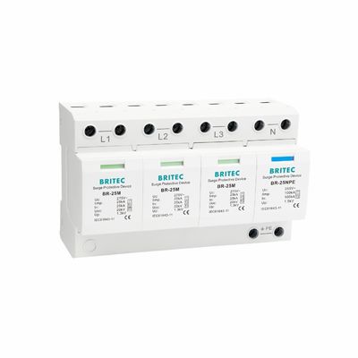 BRITEC BR-25M 3+1 タイプ 1 超電圧保護装置 25kA Iimp 接続可能モジュール タイプ 1 超電圧保護装置