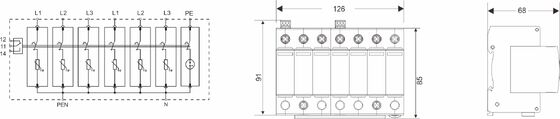 BR-40 275 6+1 タイプ2 サージプロテクター 275V DINレール 雷保護器 3相SPD