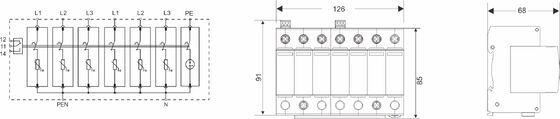25kA DIN 鉄道マウント オーバージェット保護具 頑丈なオーバージェット保護のための熱塑性UL94-V0ハウジング