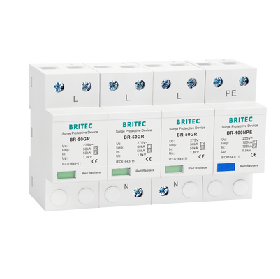 BR-50GR 4P AC 385V Surge Protection Device with 50KA Lightning Protection and 4P Configuration