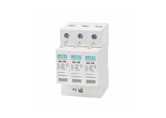 5kA 3P 320Vacの避雷器のタイプ1 +2/クラスI+II/クラスB+C