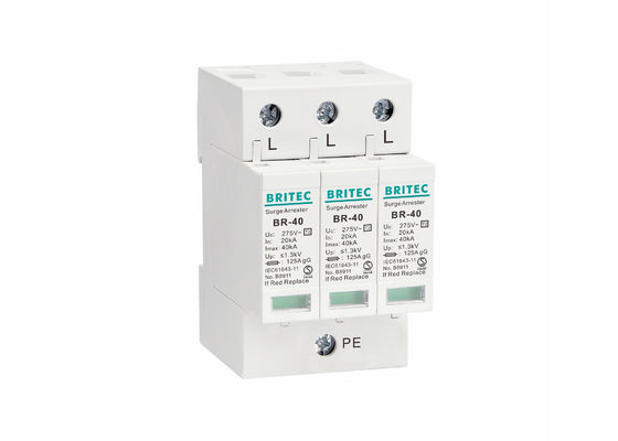 低電圧SPD 3Pのタイプ2のサージの防御装置AC避雷器20~40KAの標準35mm