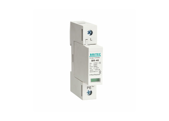 40kA 最大放電電電流タイプ2 超電圧保護装置 35mm DINレールマウントとIP20保護