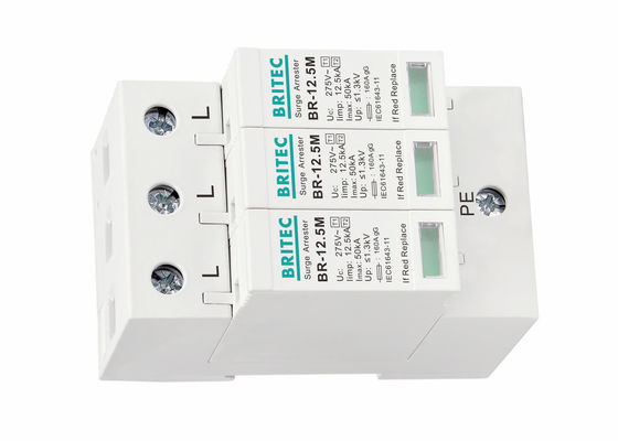 12.5kA Iimp 3 段階 DIN 電線上電源システム用の電源上電源保護装置と電源上電源停止装置