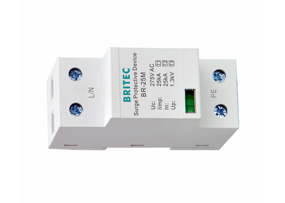 高い現在の避雷器25kA SPD AC 275V単一フェーズの電源