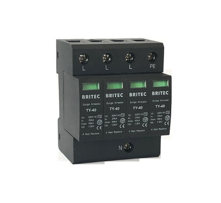 BR-40タイプ2の黒のサージの防止装置の防御装置3P+1 IP20電光雷保護装置