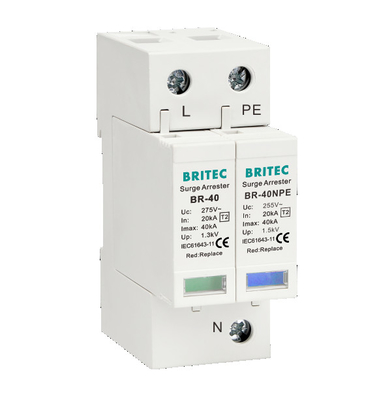BR-40 1P+1 AC SPDタイプ2のサージの防御装置の防止装置40kA Singel段階SPD
