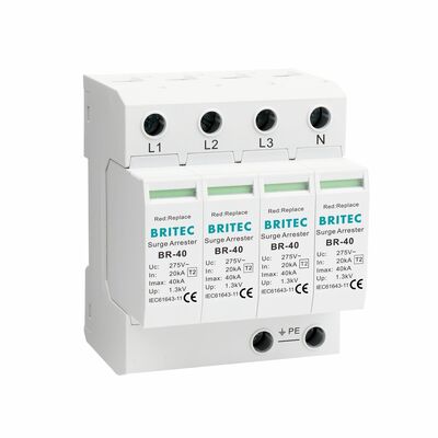 BRITEC BR-40 4P 2型 オーバージェス防護装置 40kA 320V プラグイン可能なSPD雷電阻装置