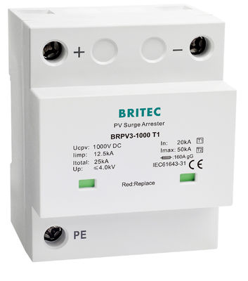 1000V DC 12.5kA 雷インパルス タイプ1+2 太陽光発電用SPD ソーラーサージアレスタ DC SPD タイプ1